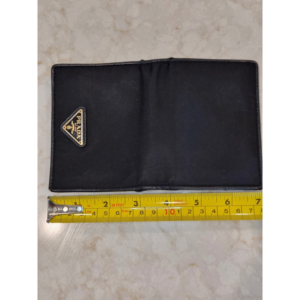 Prada Black Tessuto Nylon Saffiano Leather Bifold Wallet Triangle Logo Unisex - Picture 10 of 14